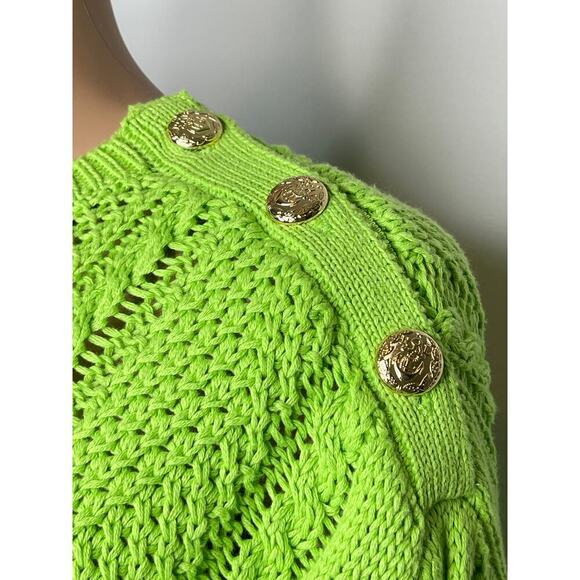 Lauren Ralph Lauren Black Label Aran knit Riviera Green Sweater size PS NWT - Picture 6 of 11